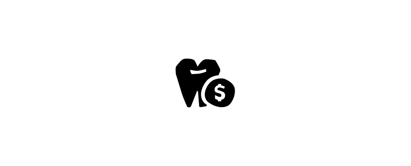 Icon of a tooth and a coin with a dollar sign.